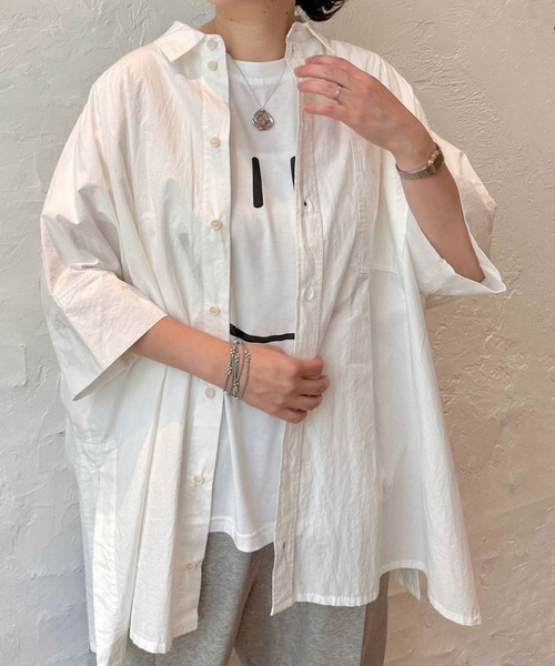 JOURNAL STANDARD LUXE（ジャーナルスタンダード　ラックス）の「タイプワッシャー ワイドシャツ（シャツ/ブラウス・レディース・ホワイト/ブラック・FREE）」の16枚目の写真