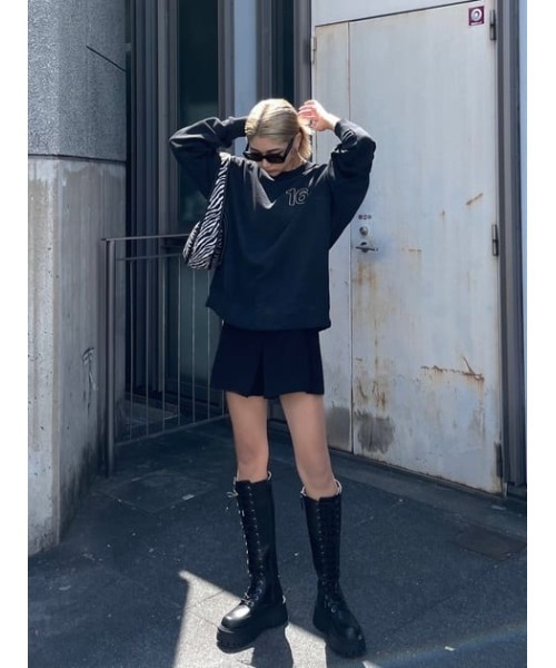 SLY(スライ)の「BOX PLEATS STRETCHY S/PT ボックスプリーツ ストレッチ ショートパンツ 無地 レオパード 柄(スラックス・レディース・ブラック/マルチ・0/1/2)」の19枚目の写真