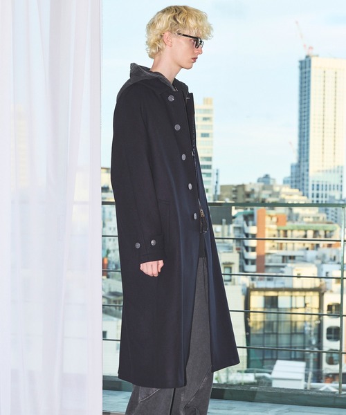 (専用)MAISONSPECIAL/バルマカンコート　ブラック　M Super170s Prime-Over Melton Balmachan Coat