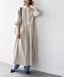 * 〈手洗い可能〉シャーリング バック タック 切替 ワンピース ◇