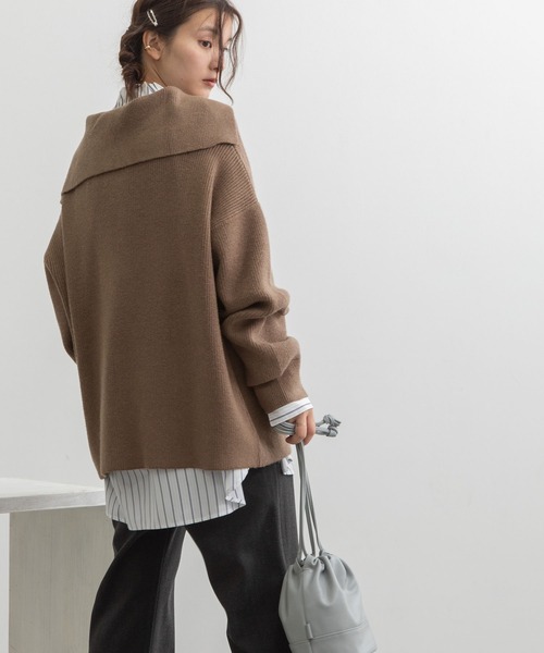 POU DOU DOU（プードゥドゥ）の「セーラーカラーニットプルオーバー（ニット/セーター・レディース・ブラウン/ミント/キナリ・3）」の7枚目の写真