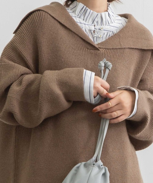 POU DOU DOU（プードゥドゥ）の「セーラーカラーニットプルオーバー（ニット/セーター・レディース・ブラウン/ミント/キナリ・3）」の11枚目の写真