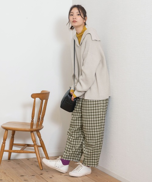 POU DOU DOU（プードゥドゥ）の「セーラーカラーニットプルオーバー（ニット/セーター・レディース・ブラウン/ミント/キナリ・3）」の17枚目の写真