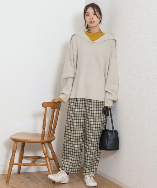 POU DOU DOU（プードゥドゥ）の「セーラーカラーニットプルオーバー（ニット/セーター・レディース・ブラウン/ミント/キナリ・3）」の18枚目の写真