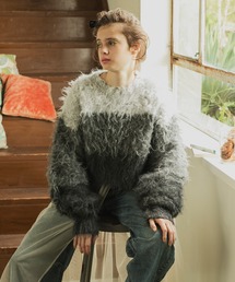 forksy. | 【forksy.】モンスターシャギーグラデーションクロップドプルオーバーニット(ニット/セーター)