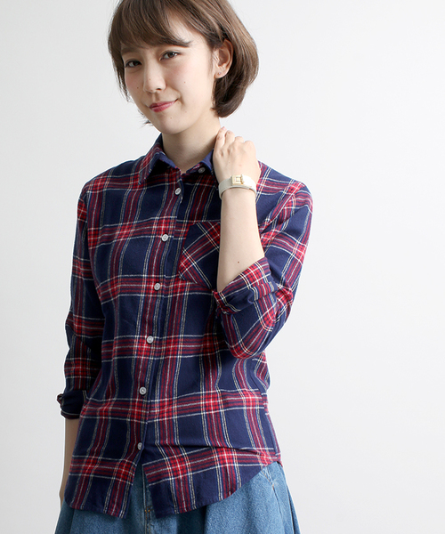 WEGO（ウィゴー）の「WEGO/ネルチェックシャツ（シャツ/ブラウス・レディース・グリーン系その他/ブルー/レッド/レッド系その他/ブラック/グリーン/ブルー系その他/その他1・FREE）」の6枚目の写真