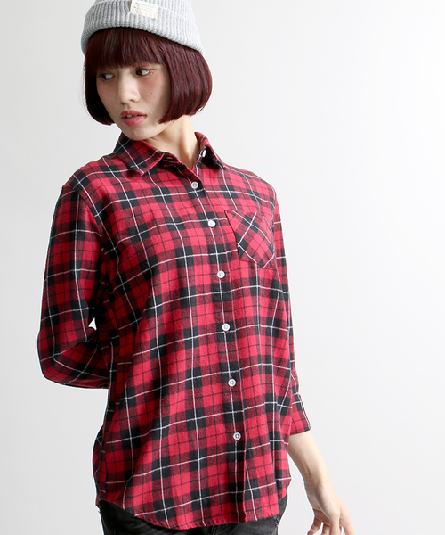 WEGO（ウィゴー）の「WEGO/ネルチェックシャツ（シャツ/ブラウス・レディース・グリーン系その他/ブルー/レッド/レッド系その他/ブラック/グリーン/ブルー系その他/その他1・FREE）」の7枚目の写真