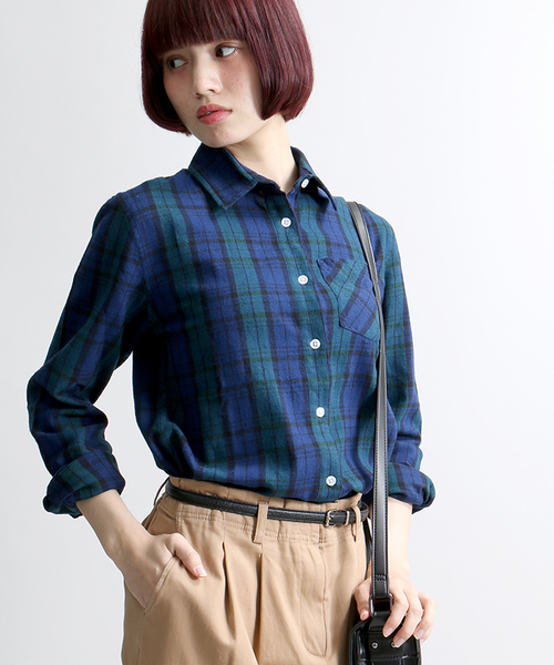 WEGO（ウィゴー）の「WEGO/ネルチェックシャツ（シャツ/ブラウス・レディース・グリーン系その他/ブルー/レッド/レッド系その他/ブラック/グリーン/ブルー系その他/その他1・FREE）」の3枚目の写真