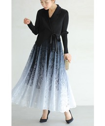 cawaii | (黒)グラデーションレース広がるドッキングミディアムワンピース(ワンピース)