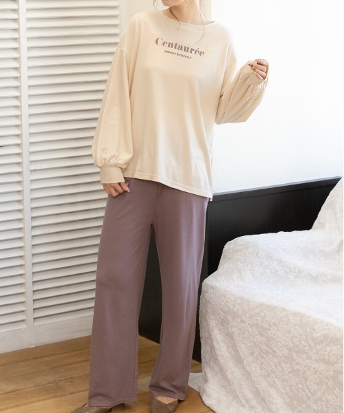ad thie(アドティエ)の「ロゴ入り長袖ルームウェア セットアップ(ルームウェア/パジャマ・レディース・アイボリー/ベージュ/ピンク/チャコール/杢グレー/オフホワイト/ブラウン/ホワイト系/ライトグレー系/ピンク系/ブラウン系/ベージュ系/グレー系・SMALL/FREE/LL)」の11枚目の写真