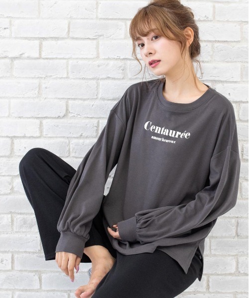 ad thie(アドティエ)の「ロゴ入り長袖ルームウェア セットアップ(ルームウェア/パジャマ・レディース・アイボリー/ベージュ/ピンク/チャコール/杢グレー/オフホワイト/ブラウン/ホワイト系/ライトグレー系/ピンク系/ブラウン系/ベージュ系/グレー系・SMALL/FREE/LL)」の19枚目の写真