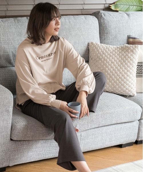 ad thie(アドティエ)の「ロゴ入り長袖ルームウェア セットアップ(ルームウェア/パジャマ・レディース・アイボリー/ベージュ/ピンク/チャコール/杢グレー/オフホワイト/ブラウン/ホワイト系/ライトグレー系/ピンク系/ブラウン系/ベージュ系/グレー系・SMALL/FREE/LL)」の22枚目の写真