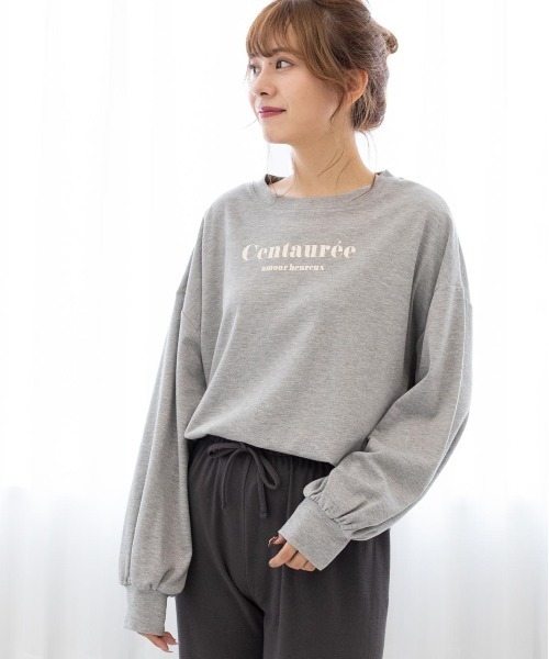 ad thie(アドティエ)の「ロゴ入り長袖ルームウェア セットアップ(ルームウェア/パジャマ・レディース・アイボリー/ベージュ/ピンク/チャコール/杢グレー/オフホワイト/ブラウン/ホワイト系/ライトグレー系/ピンク系/ブラウン系/ベージュ系/グレー系・SMALL/FREE/LL)」の14枚目の写真