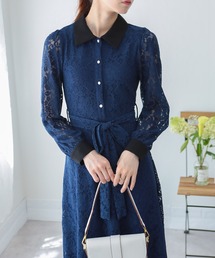 青色プリーツワンピース　サイズ1 値下げ中⭐️ サイドプリーツワンピース[品番：AZLW0022268]｜AZUL BY MOUSSY
