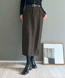 ベルト付きデザインポケットタイトマキシスカート