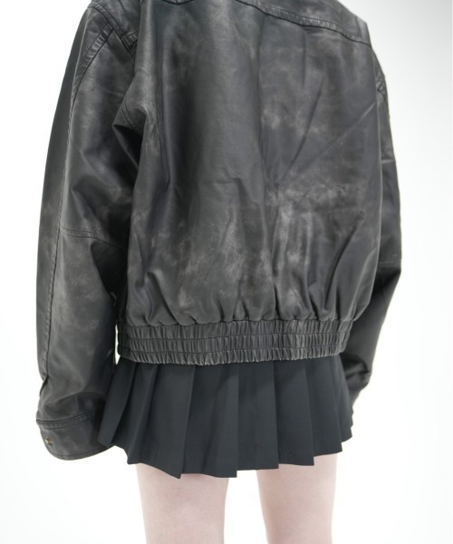 XU(エックスユー)の「ストリートファッション XU エックスユー leather zipup jacket フェイク レザージャケット ブルゾン ストリートファッション ライダースジャケット カモ柄 オーバーサイズ ジップジャケット ジップアップ(ブルゾン・メンズ・ブラック・ONE SIZE)」の21枚目の写真