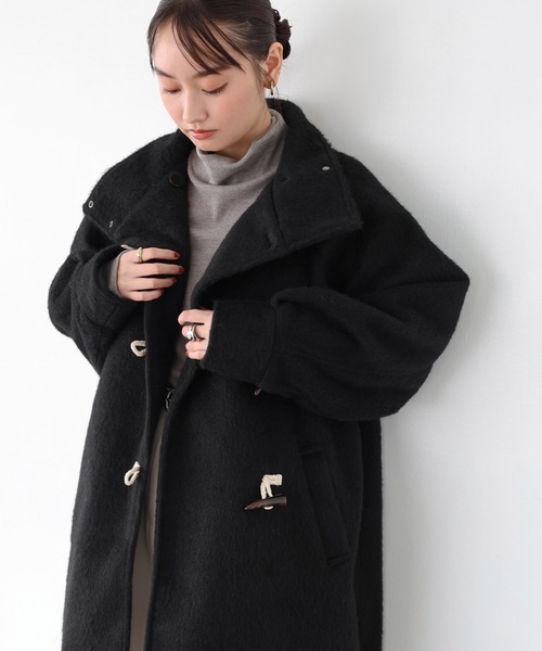 美品❗️ミンクヤーンニットジャケットコート セール】ニットシャギースタンドカラーダッフルコート（ダッフルコート