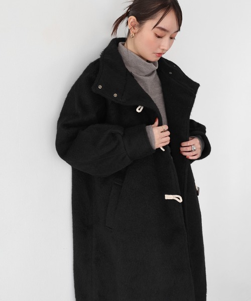 ニットシャギースタンドカラーダッフルコート（ダッフルコート