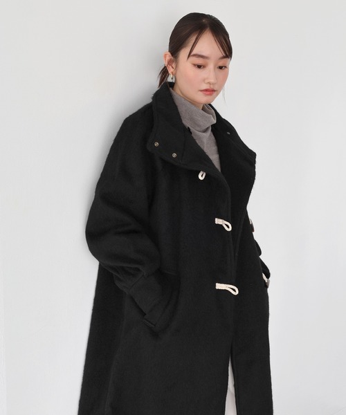 希少サイズ38✨極美品✨アドーア✨ウールダッフルコート✨ダブルフェイスバイカラー セール】ニットシャギースタンドカラーダッフルコート（ダッフルコート