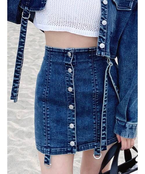 EATME（イートミー）の「フロントボタンデニムスカート（セットアップ可能）（デニムスカート・レディース・アイボリー/ブルー/ブラック・SMALL/MEDIUM）」の3枚目の写真