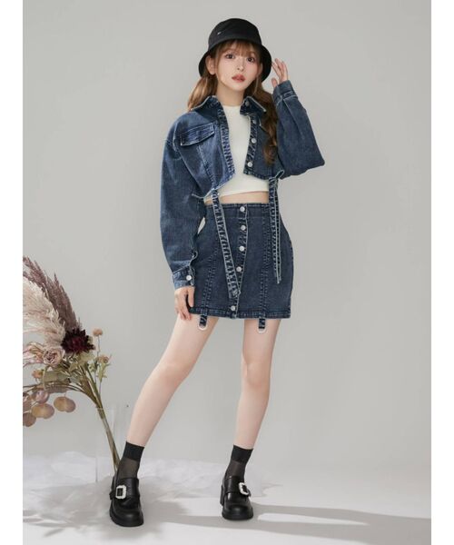 EATME（イートミー）の「フロントボタンデニムスカート（セットアップ可能）（デニムスカート・レディース・アイボリー/ブルー/ブラック・SMALL/MEDIUM）」の7枚目の写真