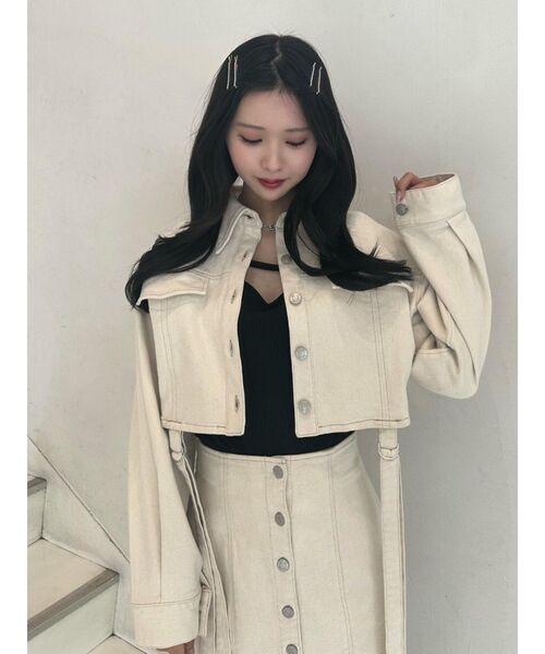 EATME（イートミー）の「フロントボタンデニムスカート（セットアップ可能）（デニムスカート・レディース・アイボリー/ブルー/ブラック・SMALL/MEDIUM）」の15枚目の写真