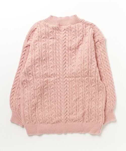 Dream garden(ドリームガーデン)の「ゆったりサイズVネックケーブルチュニックニットプルオーバー(ニット/セーター・レディース・ピンク/ミント/ベージュ/グレー/ブルー・FREE)」の6枚目の写真