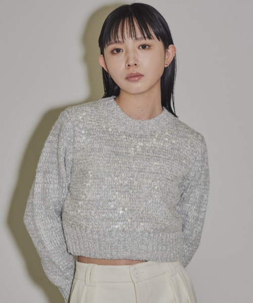 Aunt Marie's（アントマリーズ）の「スパンコールクロップドニット