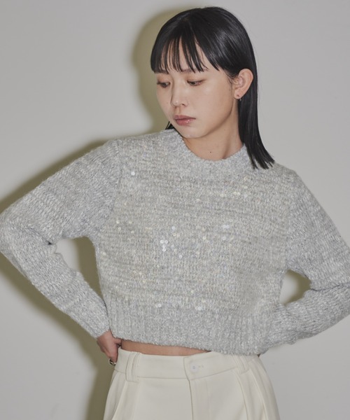 Aunt Marie's（アントマリーズ）の「スパンコールクロップドニット