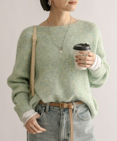 RIVE DROITE（リヴドロワ）の「レイヤードカフスニット（ニット/セーター・レディース・ライトグレー/グリーン・FREE）」の2枚目の写真