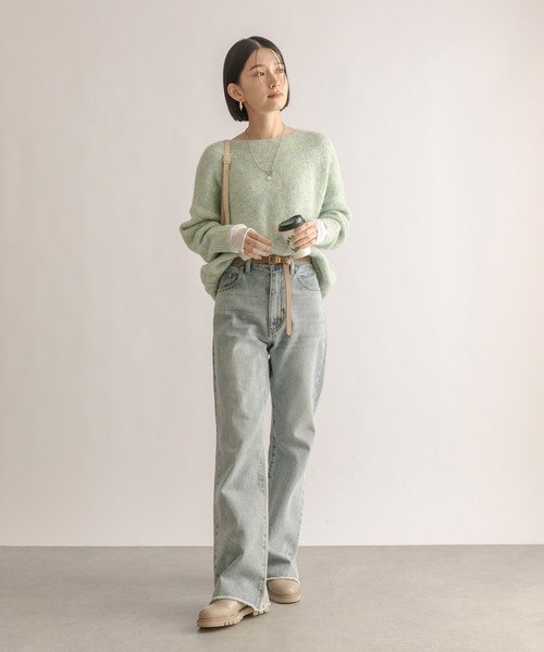 RIVE DROITE（リヴドロワ）の「レイヤードカフスニット（ニット/セーター・レディース・ライトグレー/グリーン・FREE）」の11枚目の写真