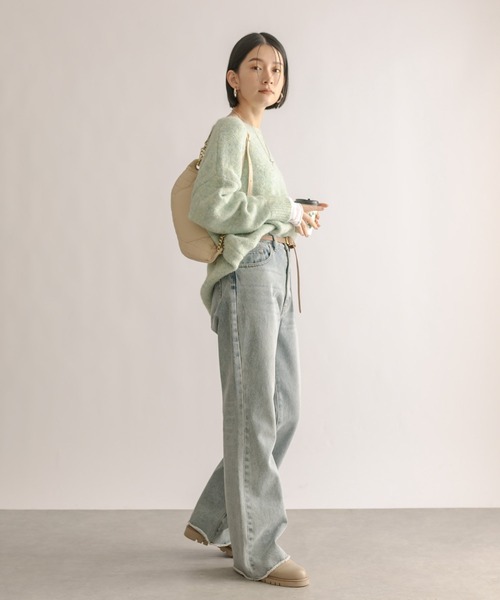 RIVE DROITE（リヴドロワ）の「レイヤードカフスニット（ニット/セーター・レディース・ライトグレー/グリーン・FREE）」の13枚目の写真