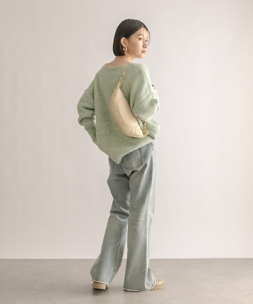 RIVE DROITE（リヴドロワ）の「レイヤードカフスニット（ニット/セーター・レディース・ライトグレー/グリーン・FREE）」の14枚目の写真