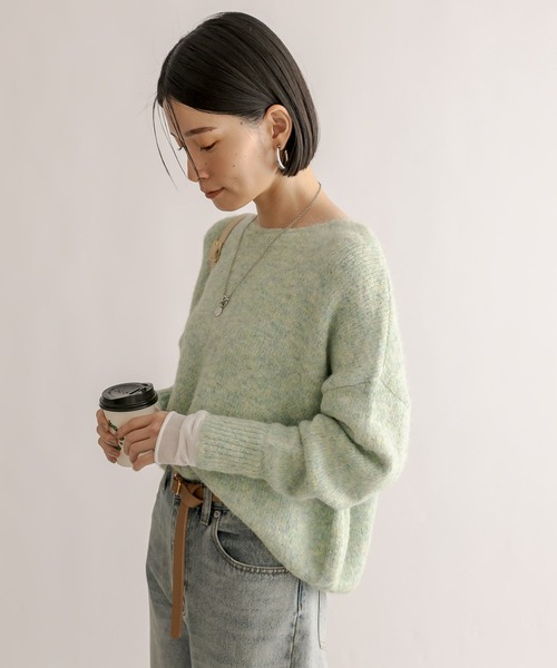 RIVE DROITE（リヴドロワ）の「レイヤードカフスニット（ニット/セーター・レディース・ライトグレー/グリーン・FREE）」の16枚目の写真