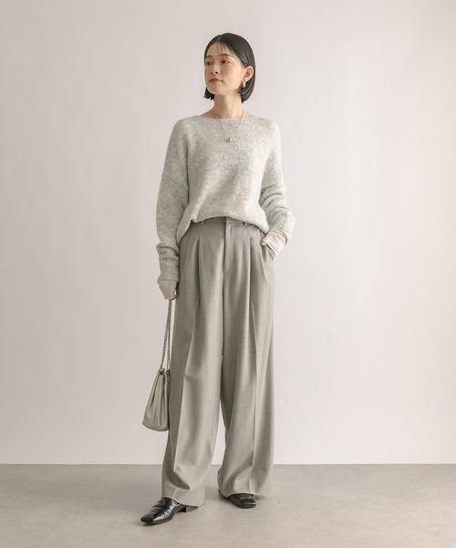 RIVE DROITE（リヴドロワ）の「レイヤードカフスニット（ニット/セーター・レディース・ライトグレー/グリーン・FREE）」の3枚目の写真