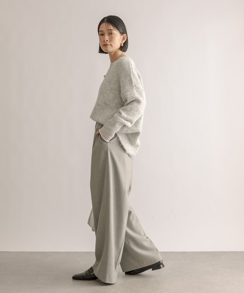 RIVE DROITE（リヴドロワ）の「レイヤードカフスニット（ニット/セーター・レディース・ライトグレー/グリーン・FREE）」の5枚目の写真