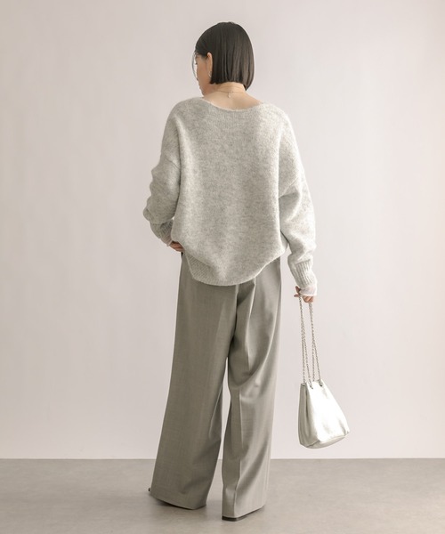 RIVE DROITE（リヴドロワ）の「レイヤードカフスニット（ニット/セーター・レディース・ライトグレー/グリーン・FREE）」の6枚目の写真