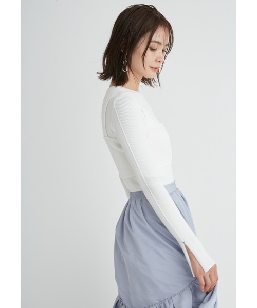 emmi（エミ）の「【emmi atelier】LENZING(TM) ECOVERO(TM)クルーネックニットボディスーツ（ニット/セーター・レディース・ブルー/グレー/ホワイト/ミント・FREE）」の10枚目の写真