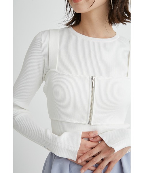 emmi（エミ）の「【emmi atelier】LENZING(TM) ECOVERO(TM)クルーネックニットボディスーツ（ニット/セーター・レディース・ブルー/グレー/ホワイト/ミント・FREE）」の18枚目の写真