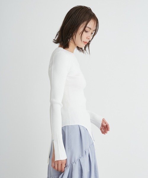 emmi（エミ）の「【emmi atelier】LENZING(TM) ECOVERO(TM)クルーネックニットボディスーツ（ニット/セーター・レディース・ブルー/グレー/ホワイト/ミント・FREE）」の5枚目の写真