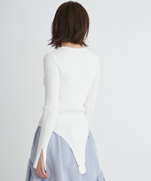 emmi（エミ）の「【emmi atelier】LENZING(TM) ECOVERO(TM)クルーネックニットボディスーツ（ニット/セーター・レディース・ブルー/グレー/ホワイト/ミント・FREE）」の7枚目の写真