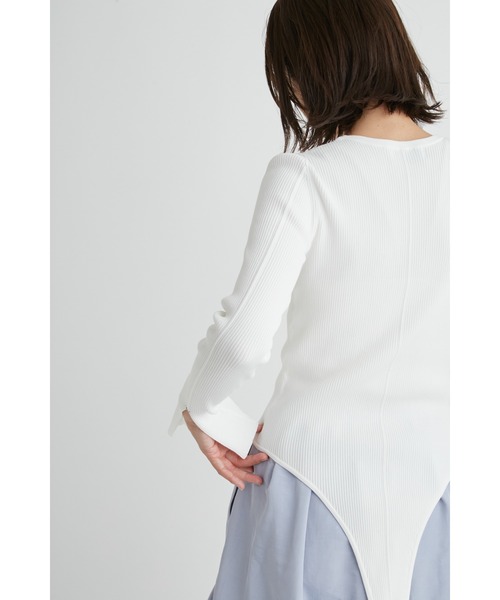 emmi（エミ）の「【emmi atelier】LENZING(TM) ECOVERO(TM)クルーネックニットボディスーツ（ニット/セーター・レディース・ブルー/グレー/ホワイト/ミント・FREE）」の8枚目の写真