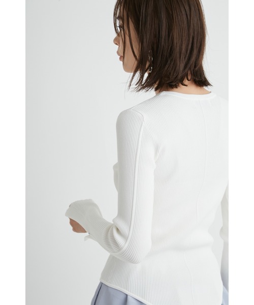 emmi（エミ）の「【emmi atelier】LENZING(TM) ECOVERO(TM)クルーネックニットボディスーツ（ニット/セーター・レディース・ブルー/グレー/ホワイト/ミント・FREE）」の12枚目の写真