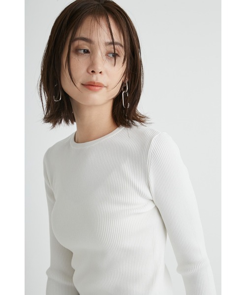 emmi（エミ）の「【emmi atelier】LENZING(TM) ECOVERO(TM)クルーネックニットボディスーツ（ニット/セーター・レディース・ブルー/グレー/ホワイト/ミント・FREE）」の9枚目の写真