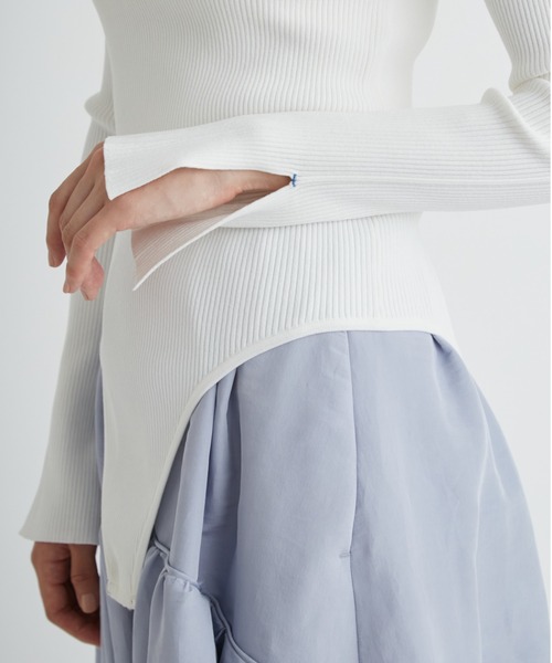 emmi（エミ）の「【emmi atelier】LENZING(TM) ECOVERO(TM)クルーネックニットボディスーツ（ニット/セーター・レディース・ブルー/グレー/ホワイト/ミント・FREE）」の13枚目の写真