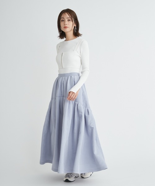 emmi（エミ）の「【emmi atelier】LENZING(TM) ECOVERO(TM)クルーネックニットボディスーツ（ニット/セーター・レディース・ブルー/グレー/ホワイト/ミント・FREE）」の11枚目の写真