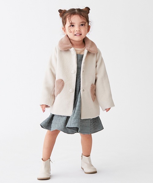 petit main（プティマイン）の「ハートポケットコート（ダッフルコート・キッズ・ブラック/アイボリー・90cm/120cm/100cm/110cm/130cm/80ｃｍ）」の7枚目の写真