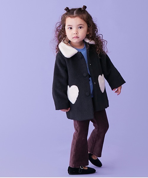 petit main（プティマイン）の「ハートポケットコート（ダッフルコート・キッズ・ブラック/アイボリー・90cm/120cm/100cm/110cm/130cm/80ｃｍ）」の9枚目の写真
