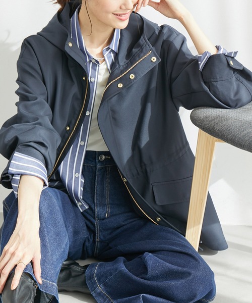 ROPE' PICNIC(ロペピクニック)の「花粉ガード・撥水加工/ミドル丈マウンテンパーカー(マウンテンパーカー・レディース・オフホワイト/ネイビー/ベージュ・38)」の7枚目の写真