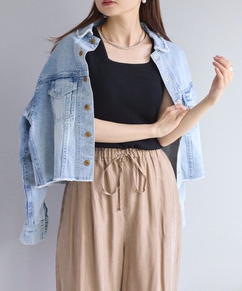 PUAL CE CIN（ピュアルセシン）の「【Du noir】リネンタッチスクエアネックタンクトップ（タンクトップ・レディース・ブラック/グレイッシュベージュ/オフホワイト・FREE）」の18枚目の写真